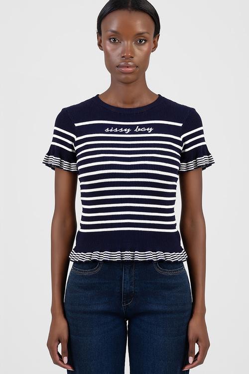 Sweet Nothings Knit Top - Navy/White Stripe