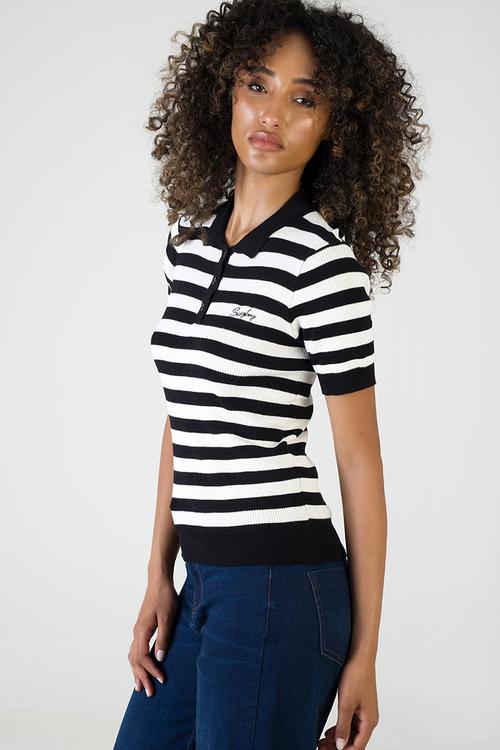 Never Stop Knit Top - Black/Off White