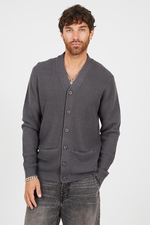 Button Through Cardigan - Slate Grey