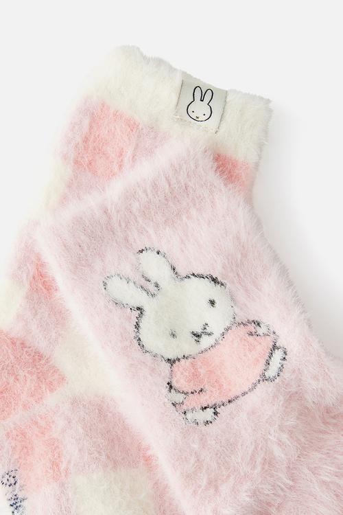 Kids Licenced Home Socks - Lcn Mif Miffy Gingham/Tea Party Pink