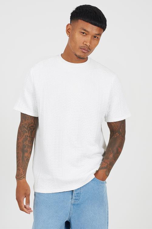 Oversized Fit Crew Neck Tshirt - Cream