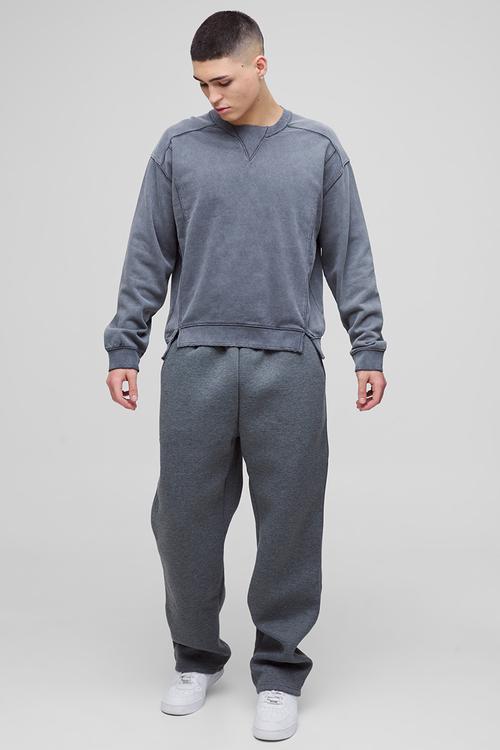 Oversized Boxy Seam Wash Sweatshirt - Charcoal