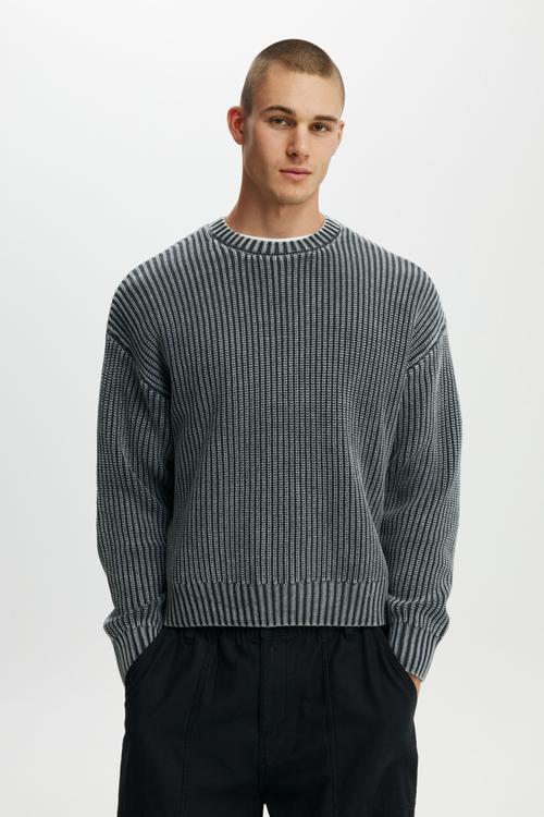 Box Fit Crew Knit - Washed Black