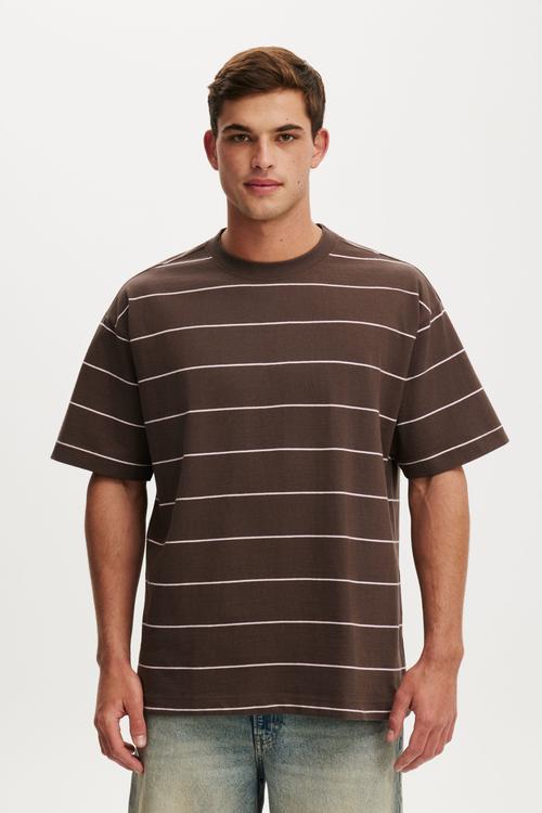 Box fit T-shirt - washed chocolate / corsage stripe