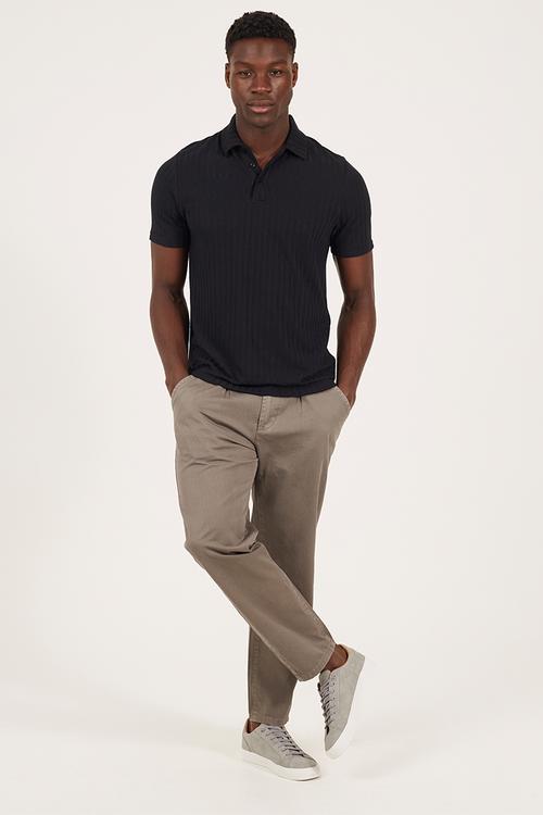 Wide Leg Cotton Chino - Taupe