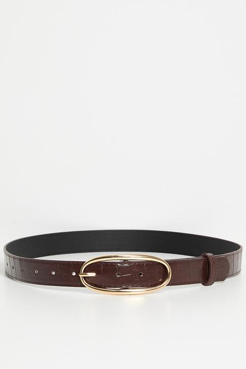 Avalon Oval Buckle Belt - Brown
