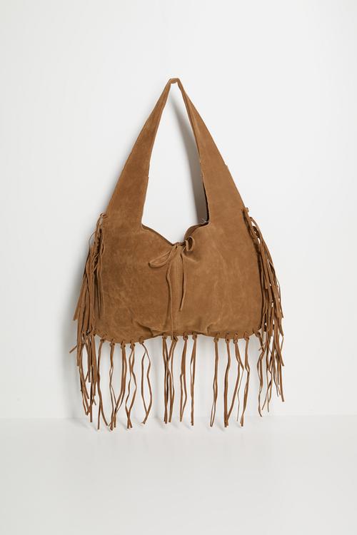 Ada Tassle Slouch Bag - Tan