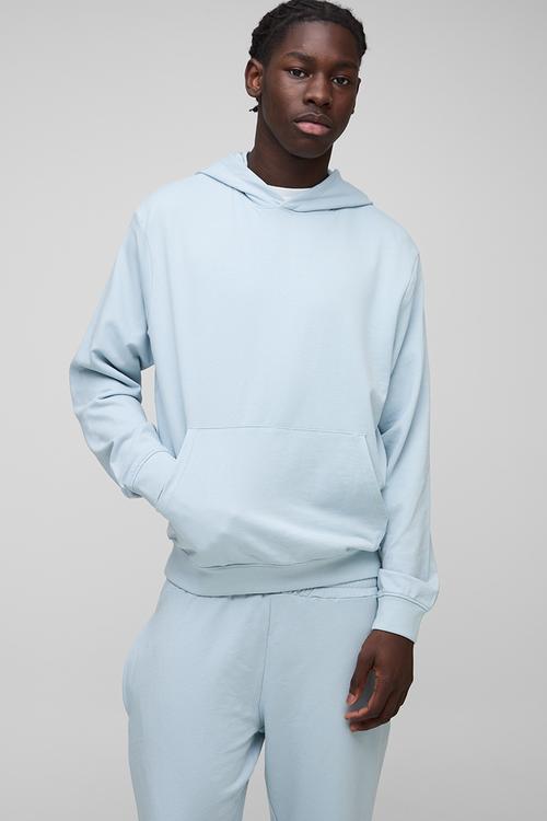 Lightweight Basic Regular Fit Over The Head Hoodie and Relaxed Tapered Jogger Set-Sky Blue