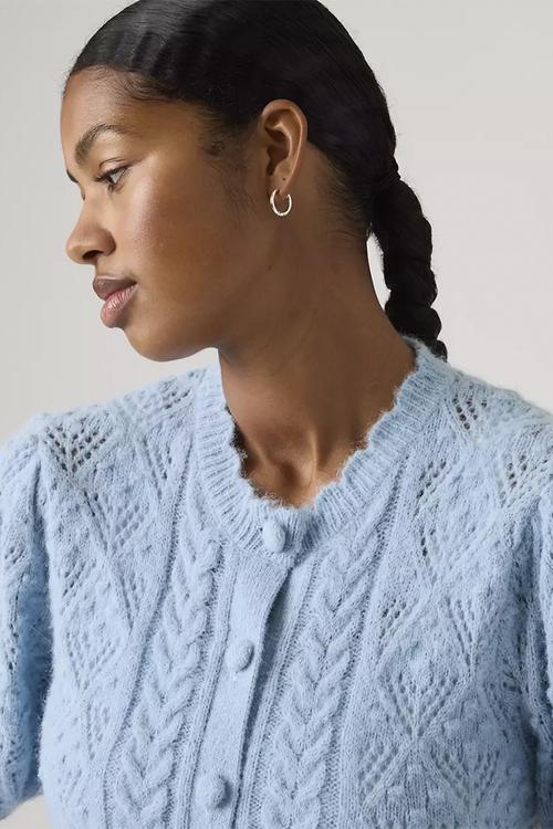 Pauline pointelle ss cardi - glacier lake novelty stitch