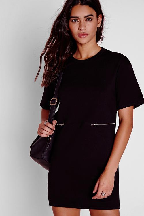 Zip detail T-shirt dress