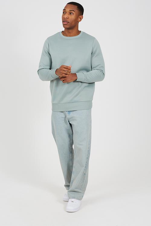 Crew Neck Sweatshirt - Mineral Green/Light Stone