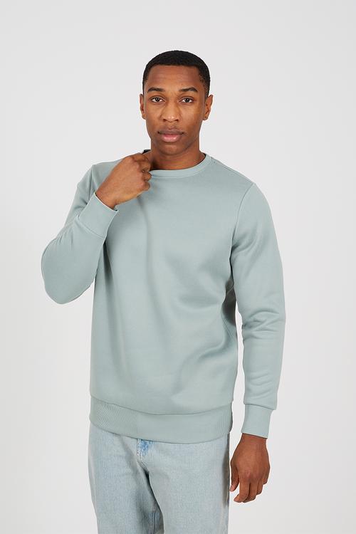 Crew Neck Sweatshirt - Mineral Green/Light Stone