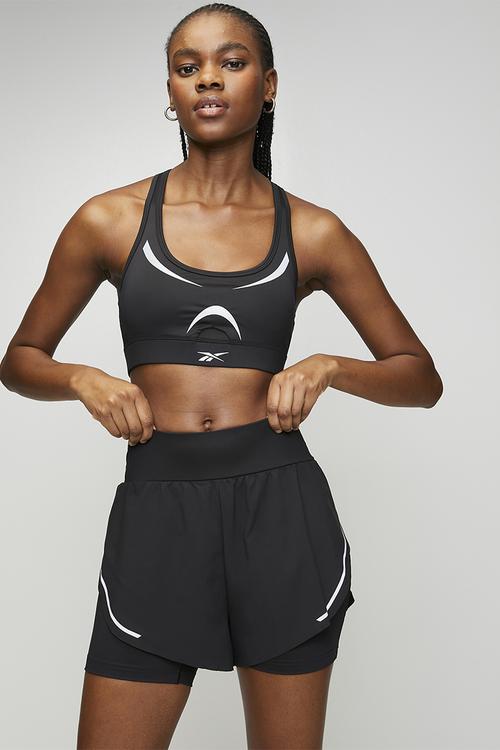 Lux Metallic 2-In-1 Running Shorts - Black/Metallic
