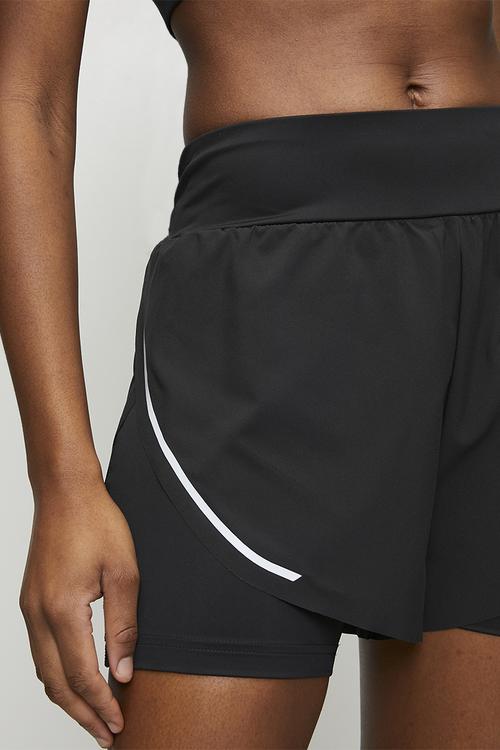 Lux Metallic 2-In-1 Running Shorts - Black/Metallic