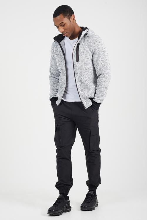 Long Sleeved Full Zip Through - Grey Grindle / Jet Black