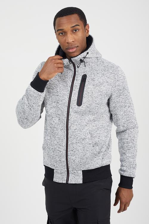 Long Sleeved Full Zip Through - Grey Grindle / Jet Black