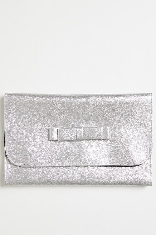 Make Up Brush 12 Piece Set in Silver PU Envelope Bag - Purple