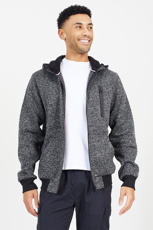 Long Sleeved Full Zip Through - Black Grindle / Jet Black