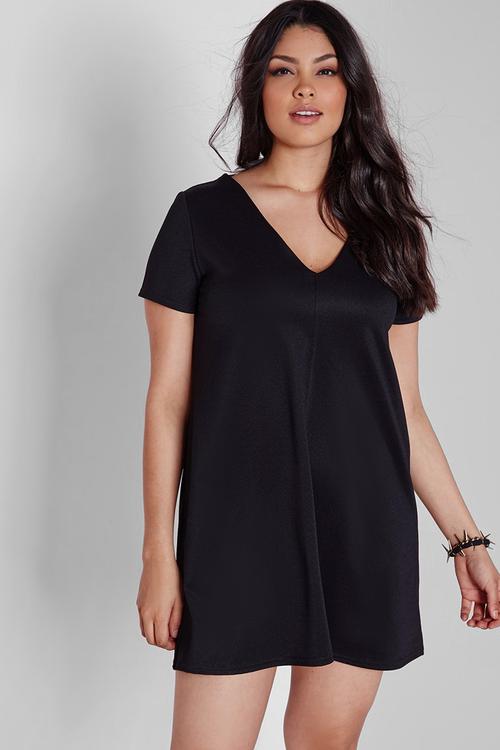 Plus size V-neck T-shirt swing dress 