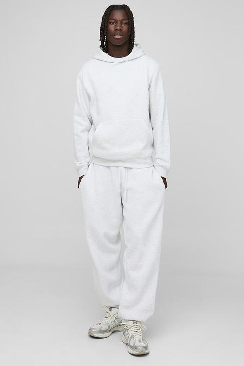 Basic Regular Fit Over the Head Hoodie - Grey Marl