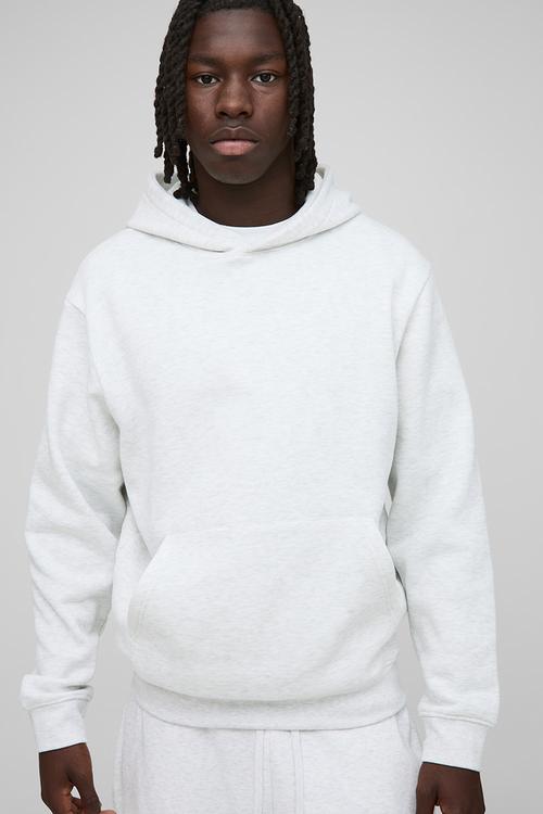 Basic Regular Fit Over the Head Hoodie - Grey Marl