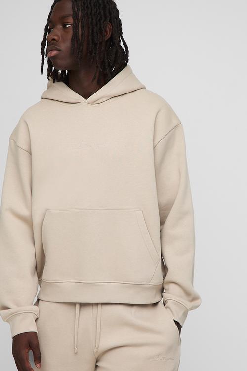 Basic BM Signature Oversized Boxy Hoodie - Stone
