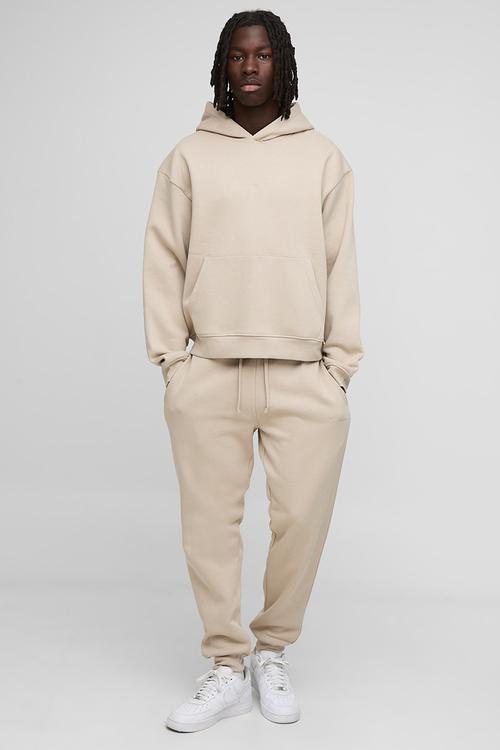Basic BM Signature Oversized Boxy Hoodie - Stone