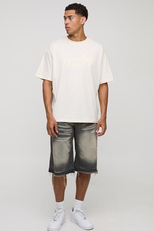 Stone Oversized M Star T-Shirt-Stone
