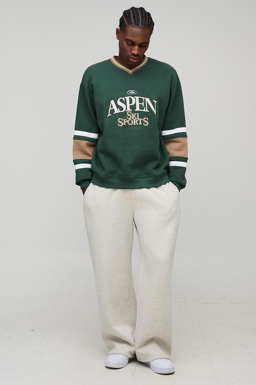 Oversized V Neck Aspen Sweatshirt - Forest