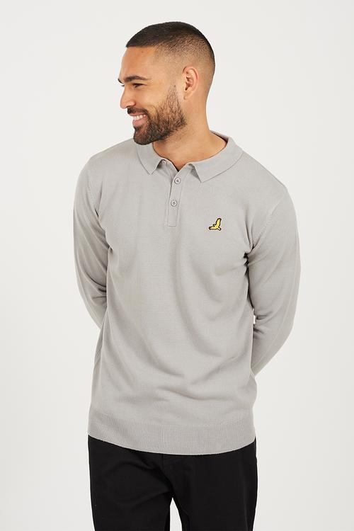 Branded Button Placket - Silver Grey Marl