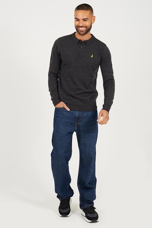 Branded Button Placket - Dark Charcoal Marl