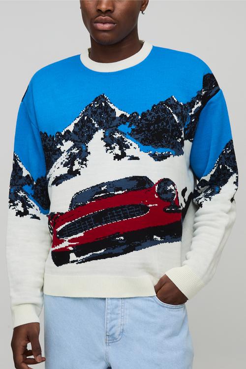 Oversized Boxy Ski Jacquard Knitted Jumper - Ecru