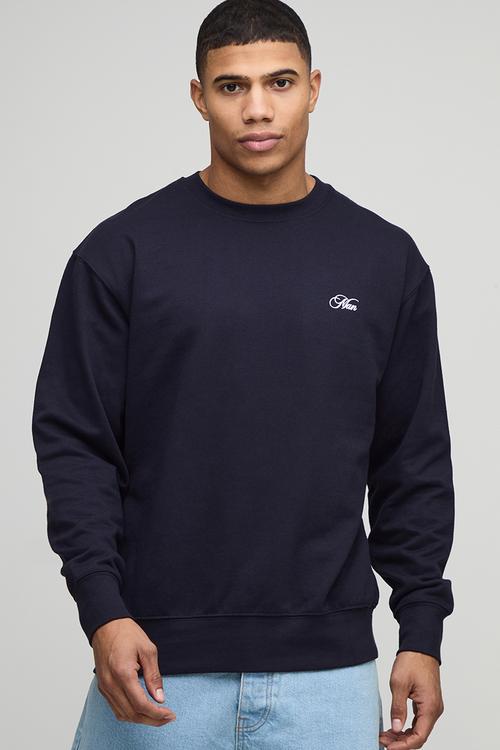 Navy Relaxed Fit Chalet Landscape Printed Sweatshirt - Navy