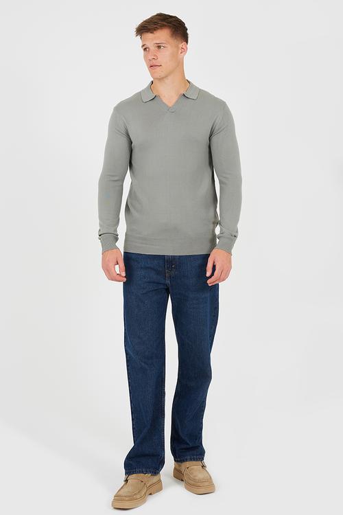 Long Sleeve Trophy Neck Polo - Sage