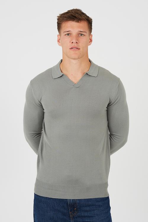 Long Sleeve Trophy Neck Polo - Sage