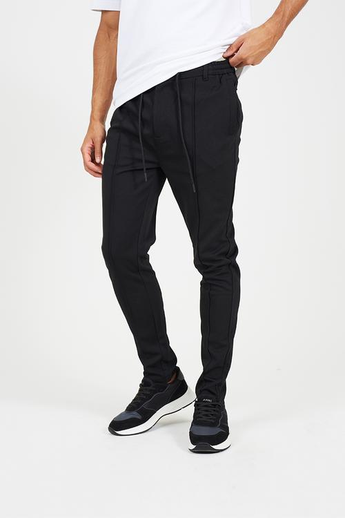Straight Leg Open Hem Joggers - Jet Black