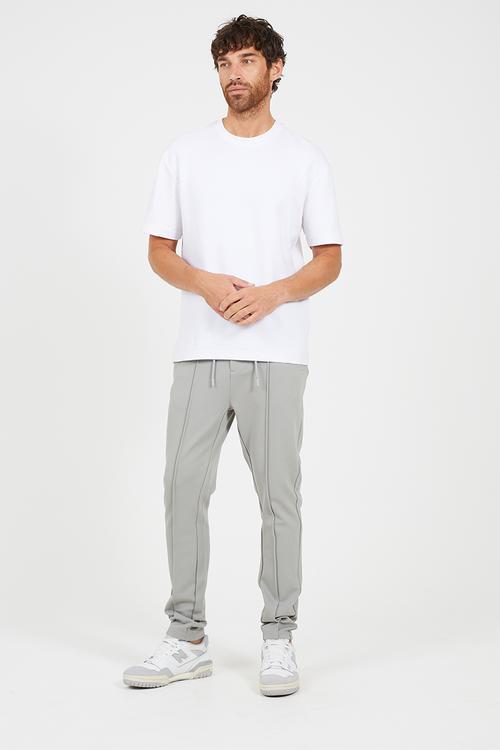 Straight Leg Open Hem Joggers - Light Grey
