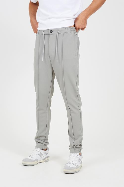 Straight Leg Open Hem Joggers - Light Grey