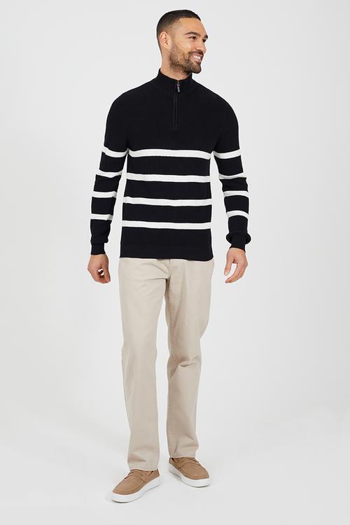 1/4 Zip Finnel - Jet Black / Optic White