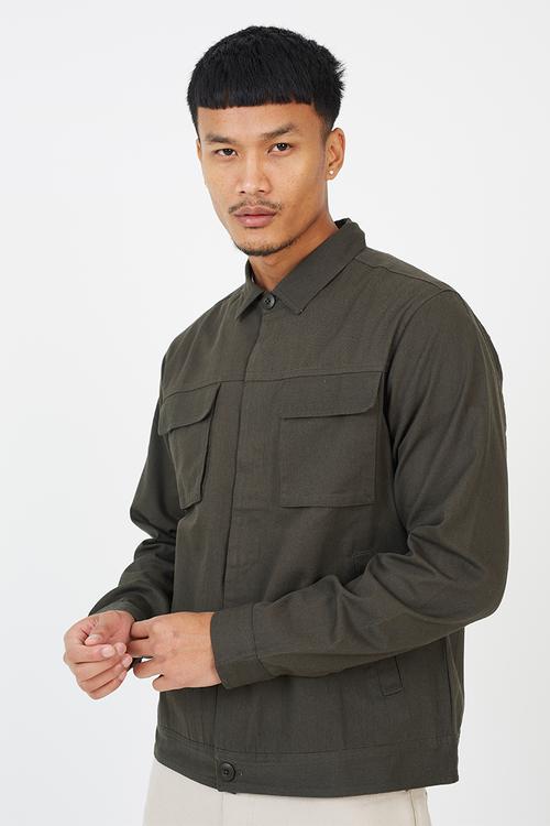 Button Through Jacket - Khaki