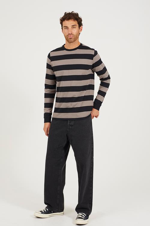 Crew Neck Long Sleeve  - Charcoal / Black