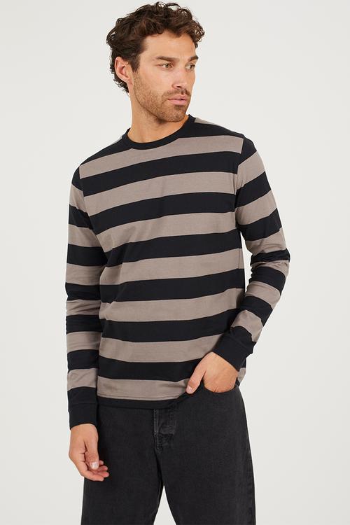 Crew Neck Long Sleeve  - Charcoal / Black