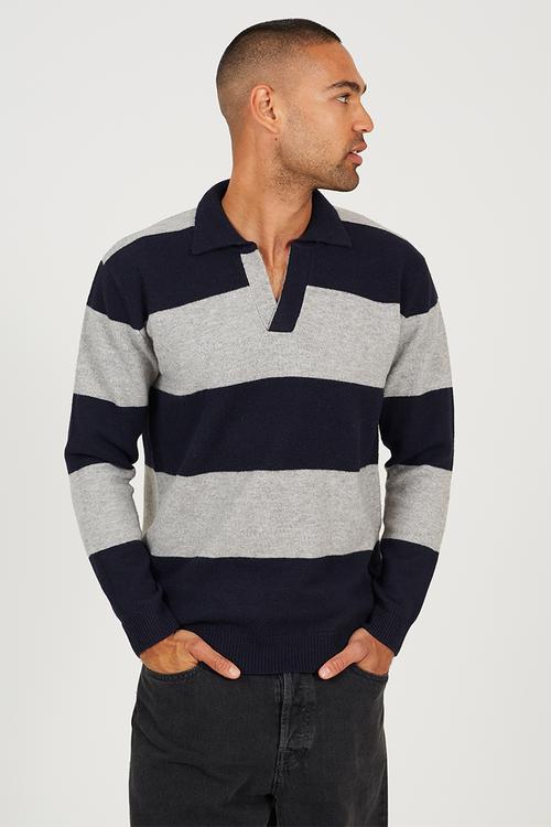 Knitted Sweater - Midnight Navy/Silver Grey Marl