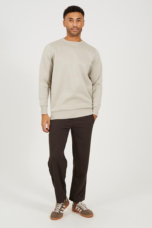 Crew Neck Sweatshirt - Light Stone/Mineral Green