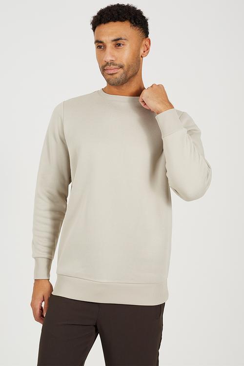 Crew Neck Sweatshirt - Light Stone/Mineral Green