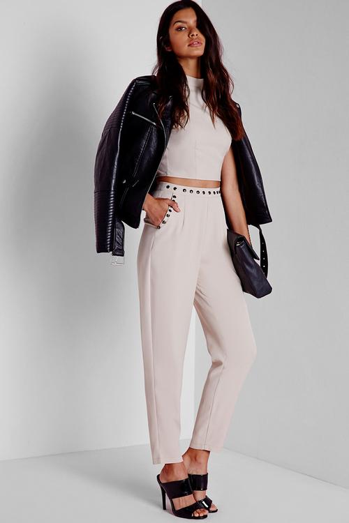 Stud Detail Cigarette Trousers
