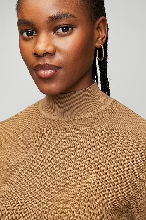 Wmn Amelia Long Sleeve Mock Neck Knit - Stone