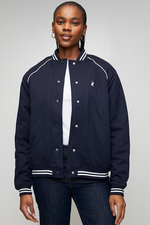 Wmn Tori Long Sleeve Varsity Jacket - Carbon