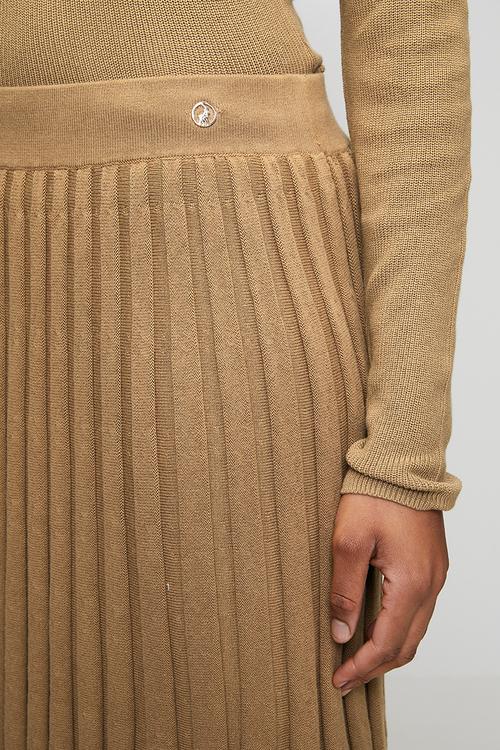 Wmn Nora Knit Pleated Skirt - Camel