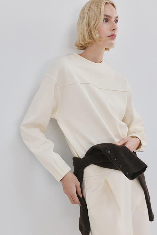 Sweatshirt pique  -  light beige